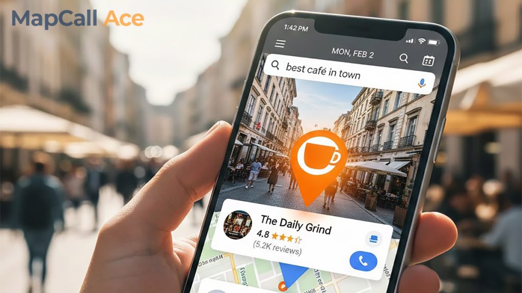A smartphone screen showing local business results in the Google Maps 3-pack